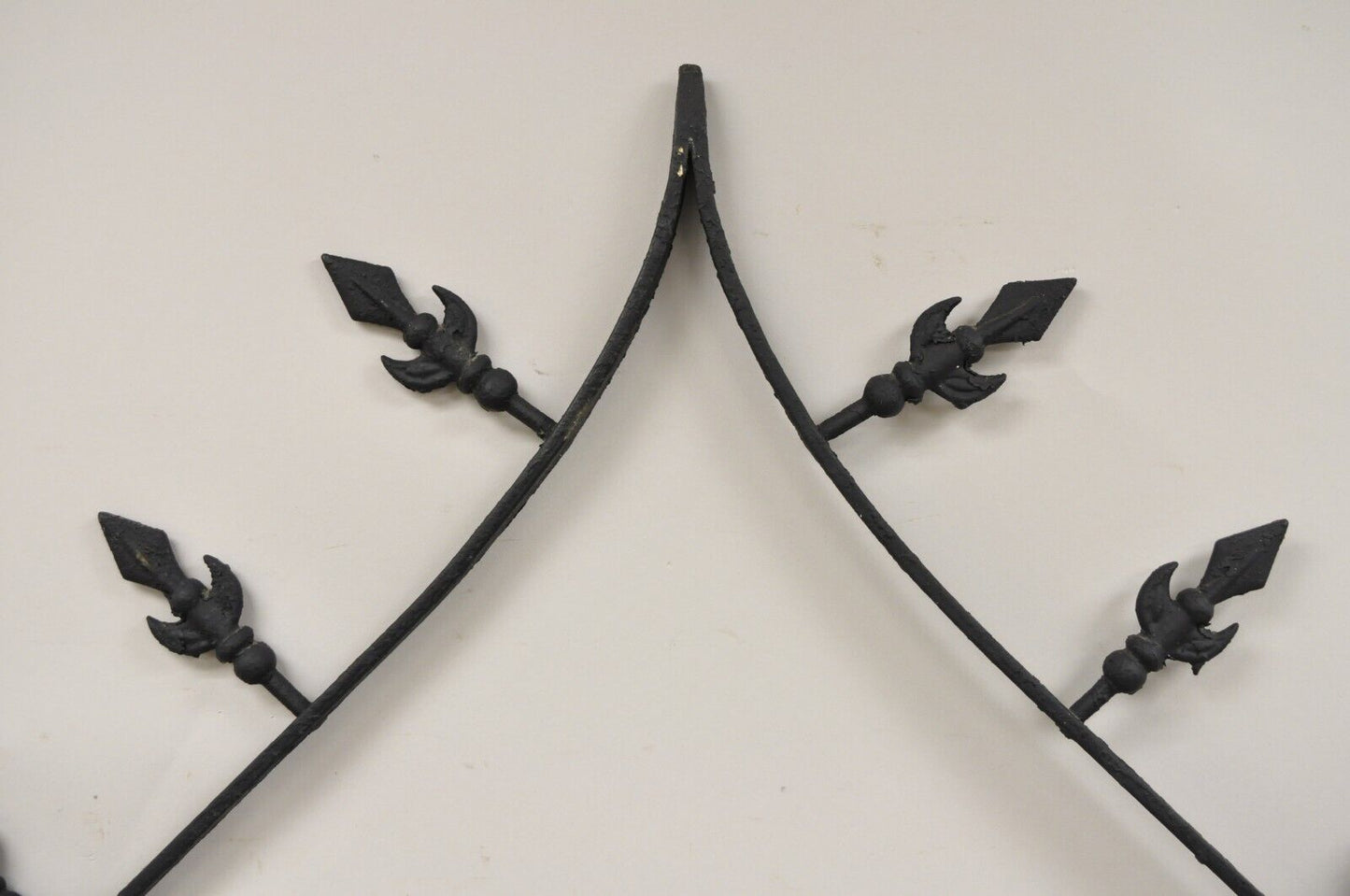 Vintage Gothic Renaissance Large Wrought Iron Metal Arched "Spear" Wall Mirror
