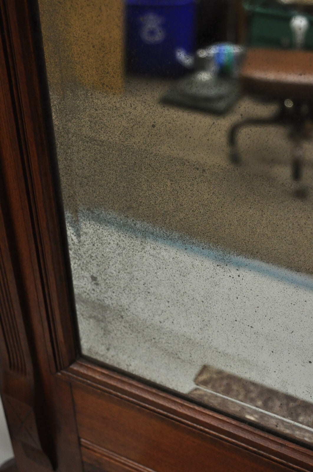 Antique Eastlake Victorian Walnut Marble Top Umbrella Stand Hall Tree Mirror