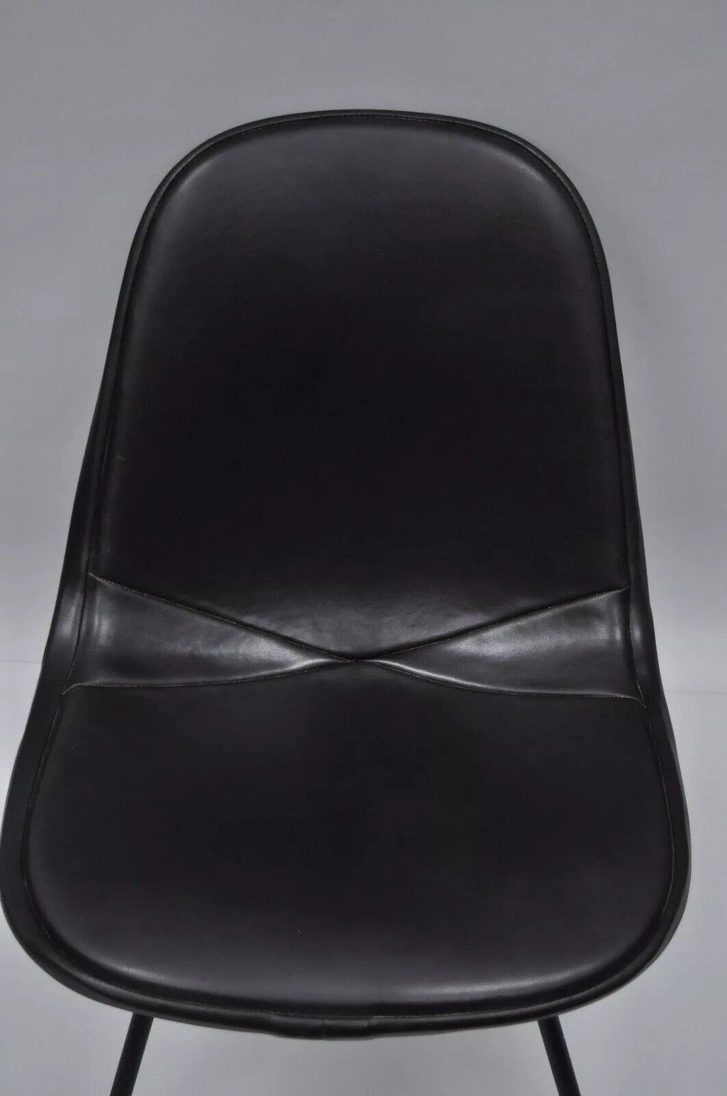 Vintage Herman Miller Eames DKX Black Upholstered Padded Vinyl Wire Frame Chair