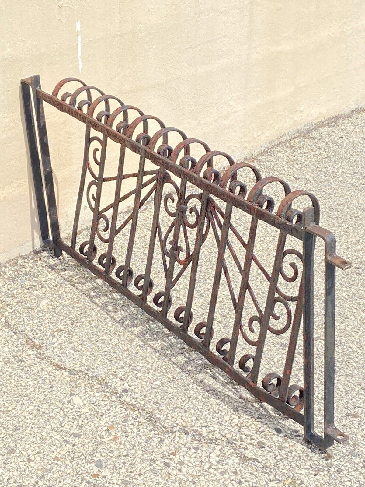 Antique Art Nouveau Black Wrought Iron Heart and Scroll 23x52 Garden Fence Gate