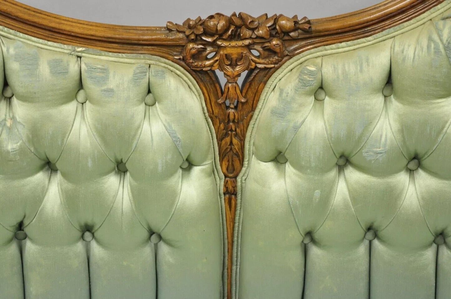 Antique French Louis XV Style Carved Walnut Double Hump Back Settee Loveseat
