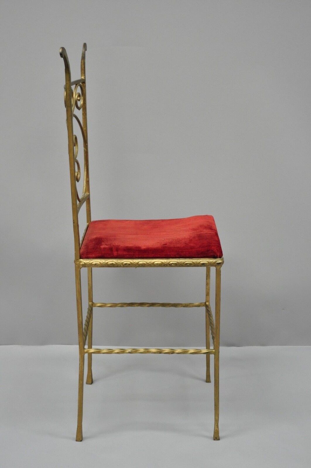 Antique Italian or Spanish Hollywood Regency Gold Iron Gothic Small Side Chair