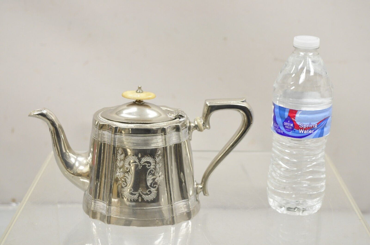 Antique Victorian Silver Plated Etched Coffee Pot Teapot