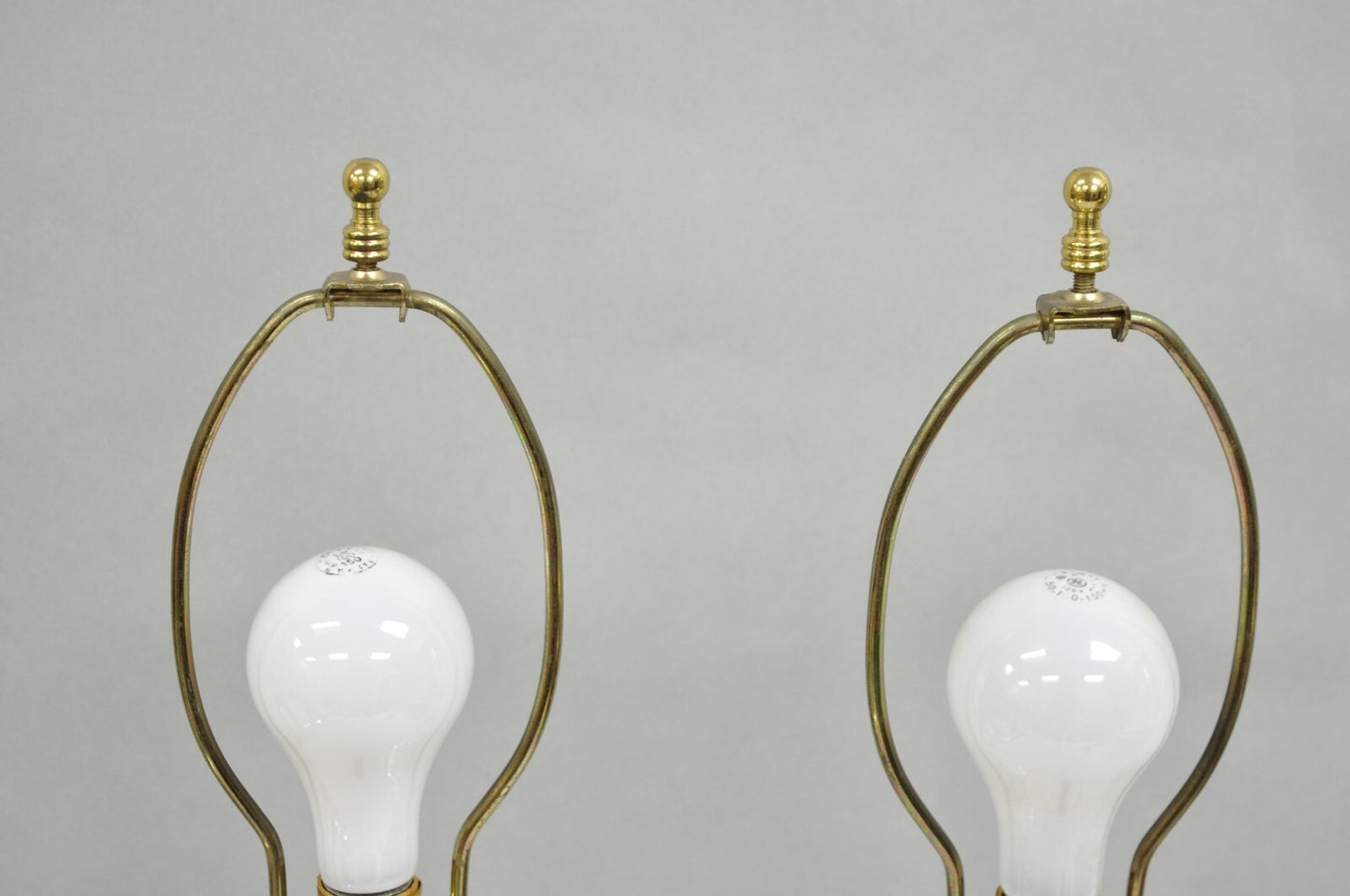Vintage Waterford Cut Crystal Leaded Glass Urn Form Brass Table Lamps - a Pair