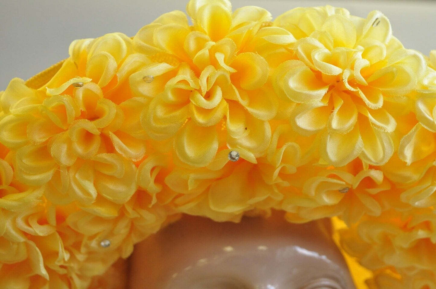 Vintage Jack McConnell Boutique Yellow Straw Bejeweled Flower Petal Derby Hat
