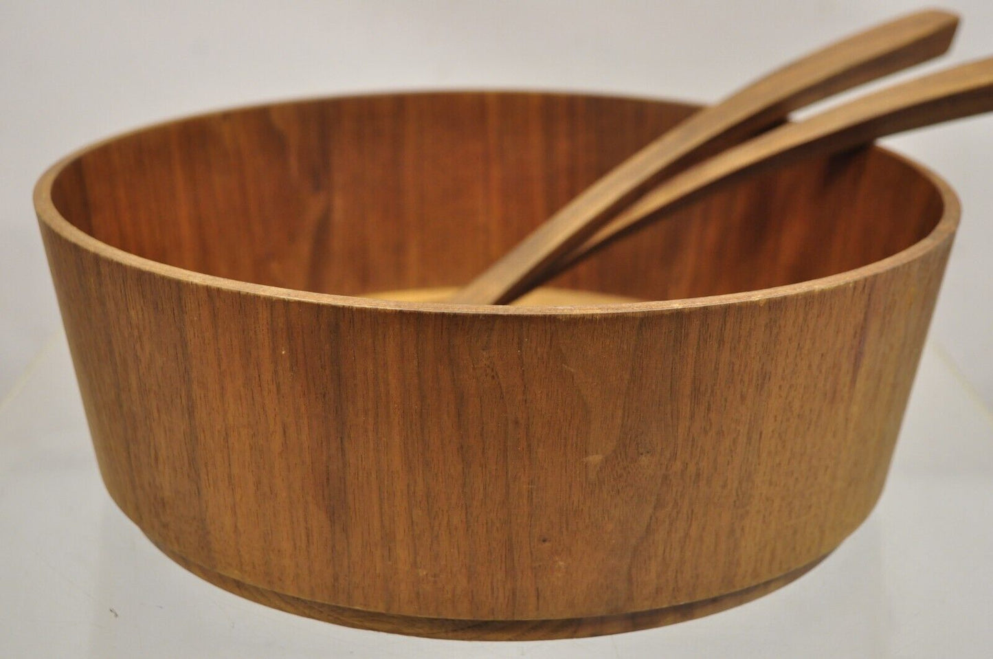 Vintage Gladmark Mid Century Danish Modern Staved Teak Salad Bowl Set