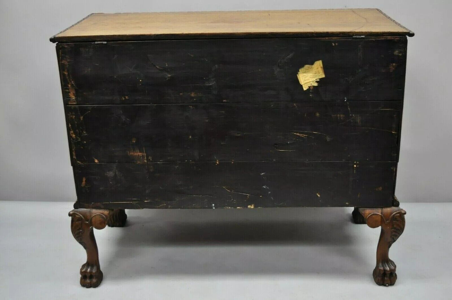 Antique 19th C. Georgian George II Style Mahogany Paw Foot Coffer Blanket Chest