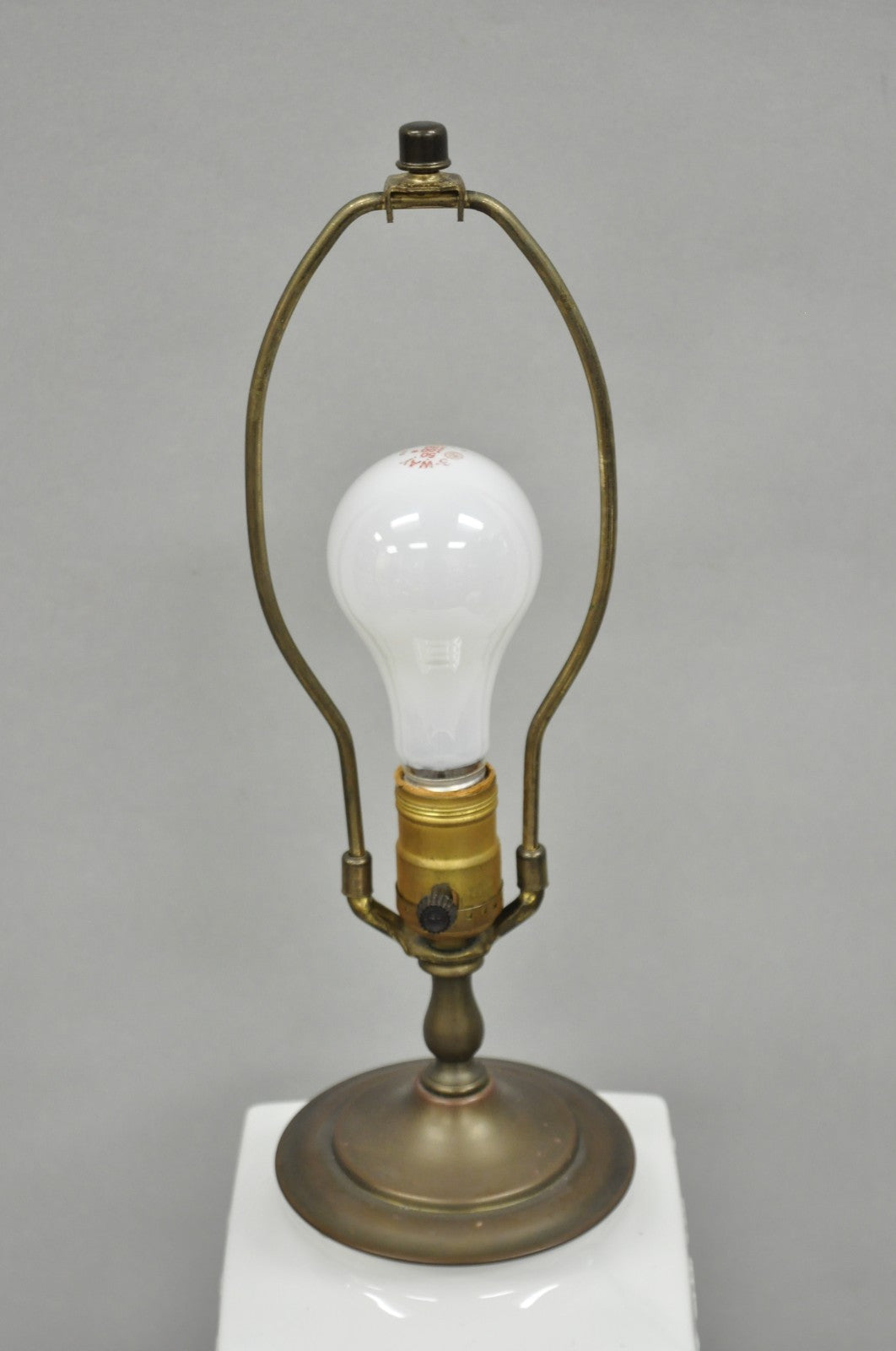 Vintage Chinoiserie Chinese Symbols White Porcelain Blanc de Chin Table Lamp