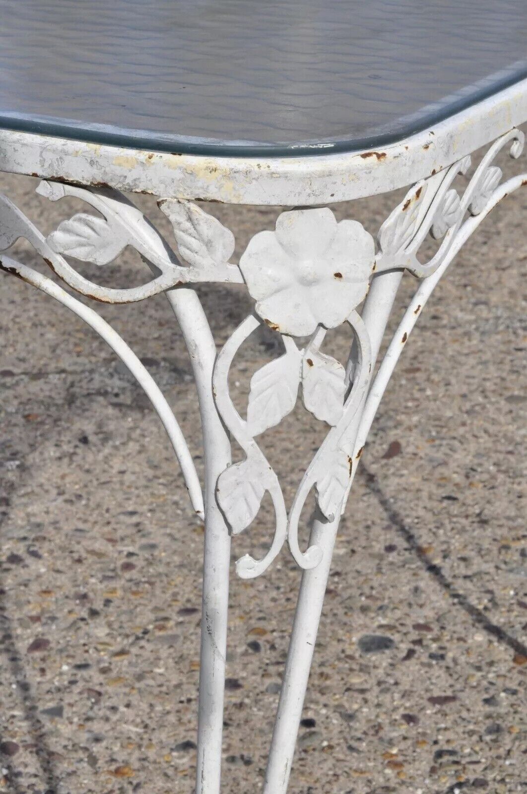 Vintage Lyon-Shaw Windflower Lattice Wrought Iron Garden Patio Dining Set 5 Pcs