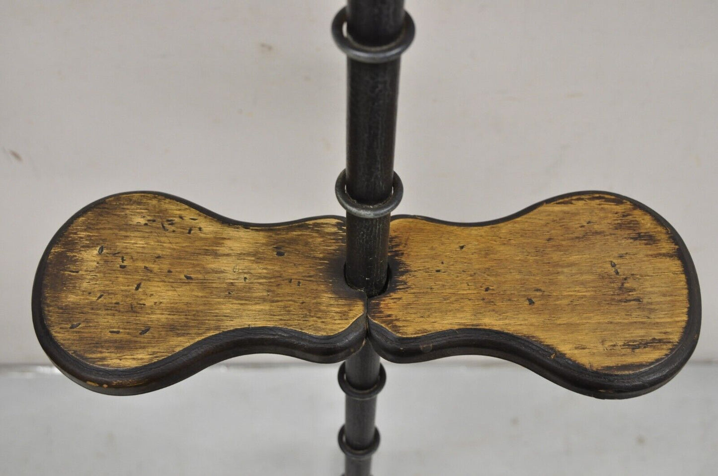 Hollywood Regency Style Wrought Iron Faux Bamboo Tall Standing Shaving Mirror