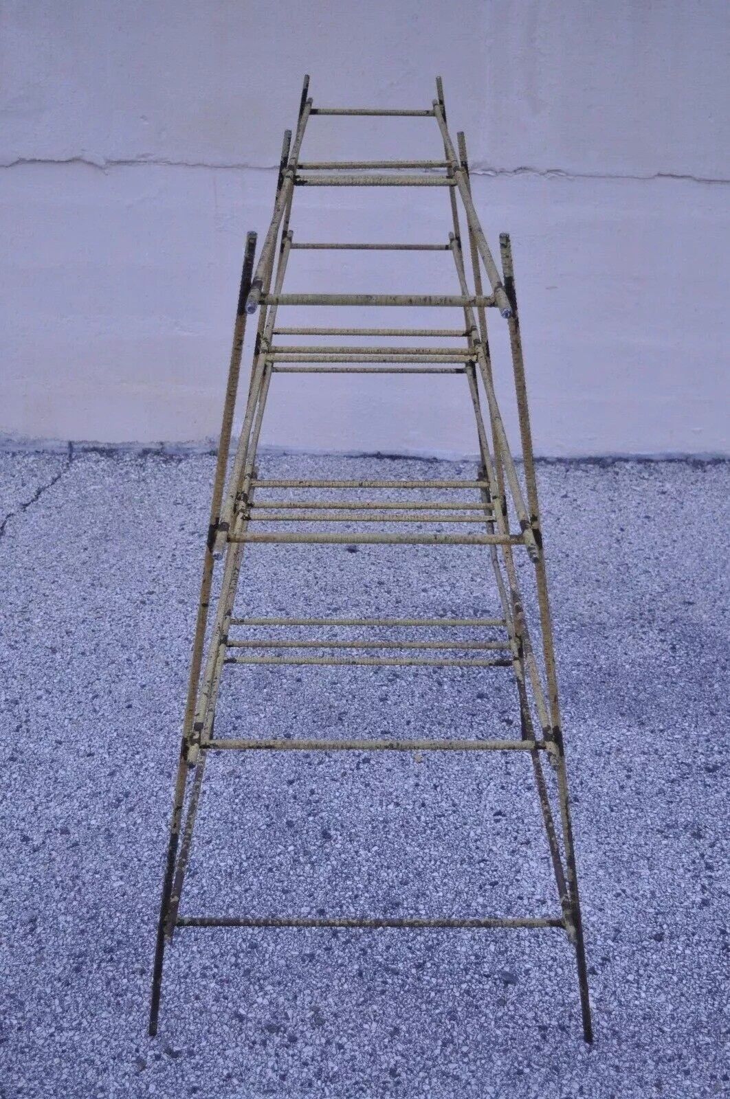 Vintage Industrial Modern Iron Rebar Rusty Yellow Shelf Display Bookcase Rack