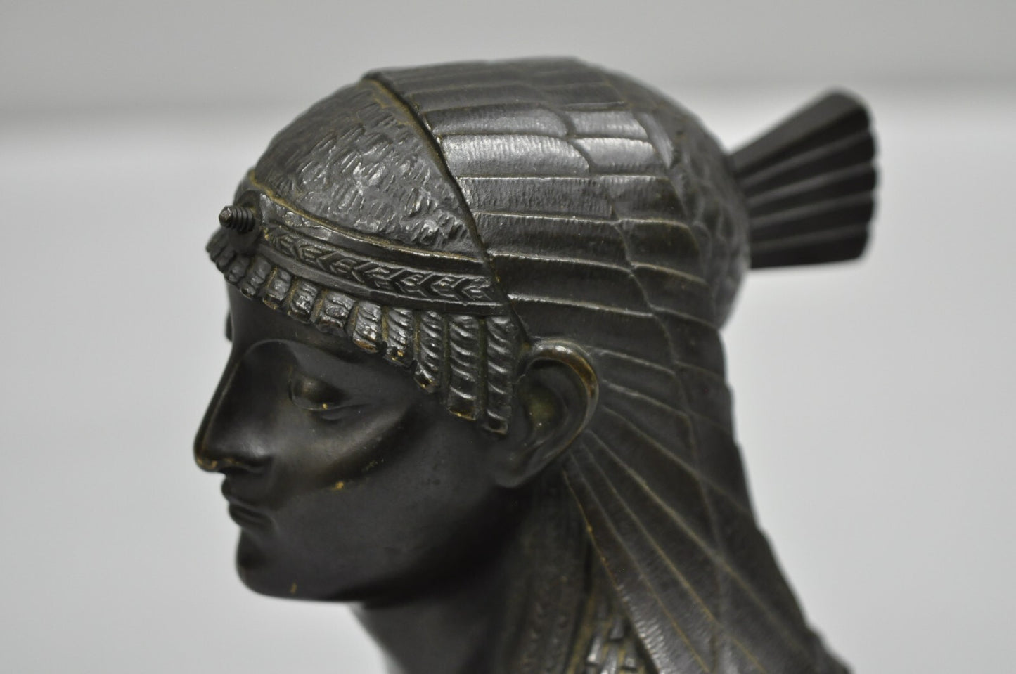 Antique Egyptian Revival Small 7" Bronze Grand Tour Bust of a Pharaoh
