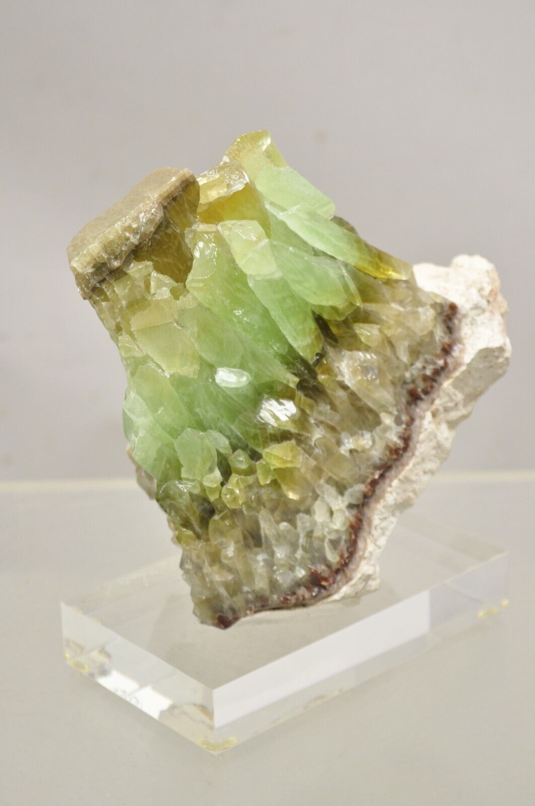 Large Green Calcite Quartz Mineral Geode Specimen Sculpture by Brenda Houston