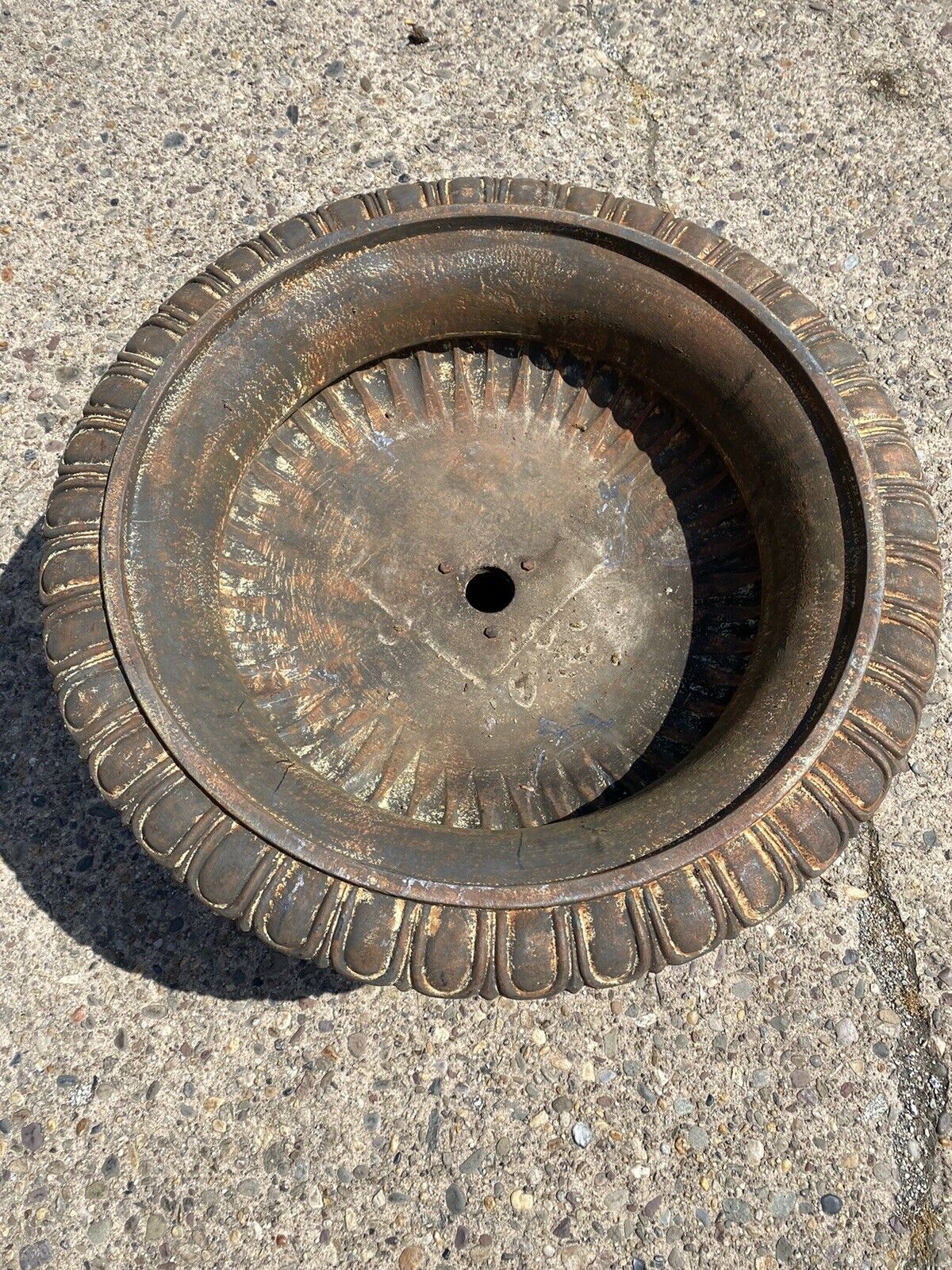 Cast Iron Low and Wide 38" Round French Classic Style Outdoor Garden Urn Planter