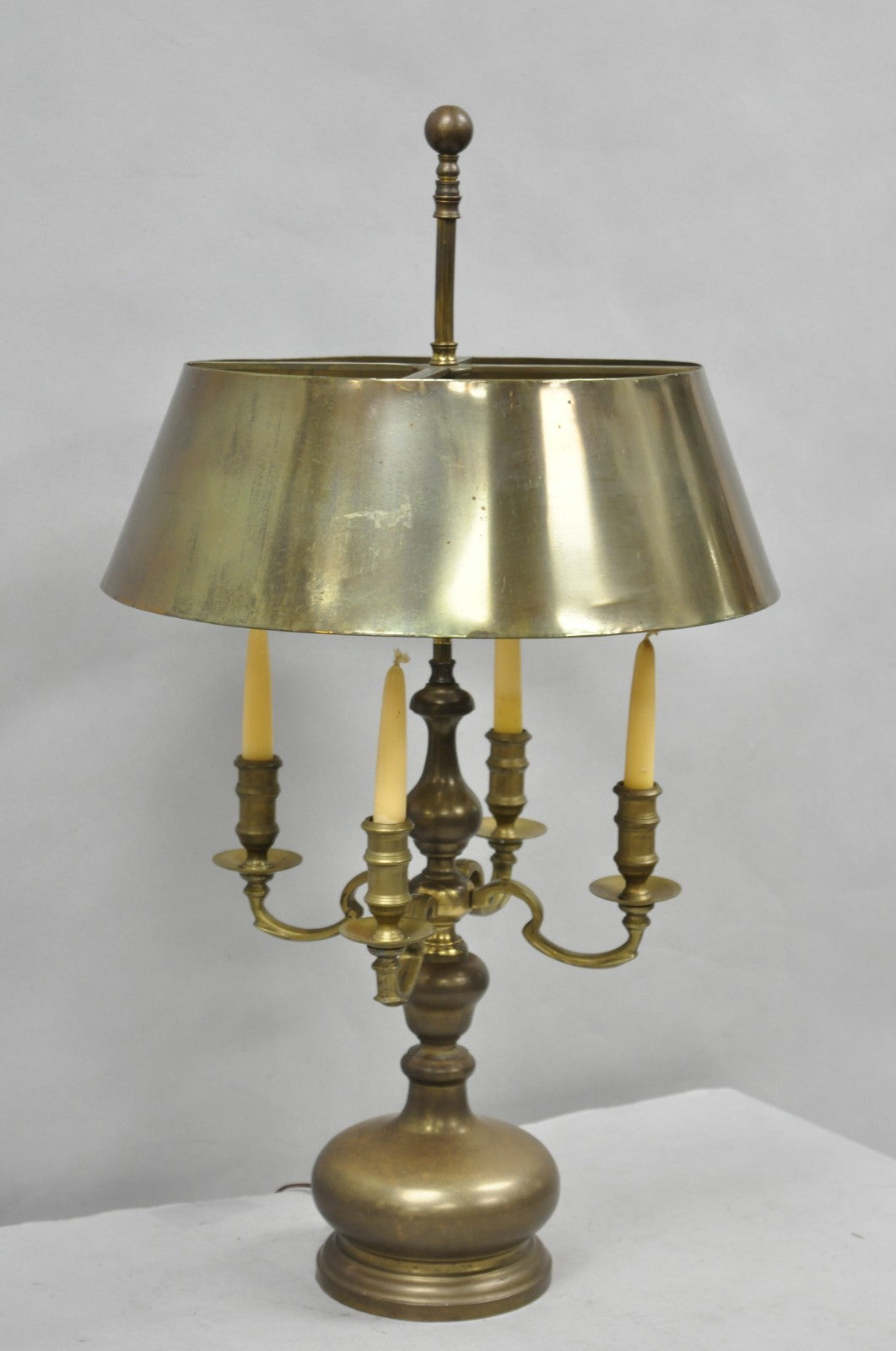 Vintage Chapman French Country Brass Tole Metal Bouillotte Desk Table Lamp