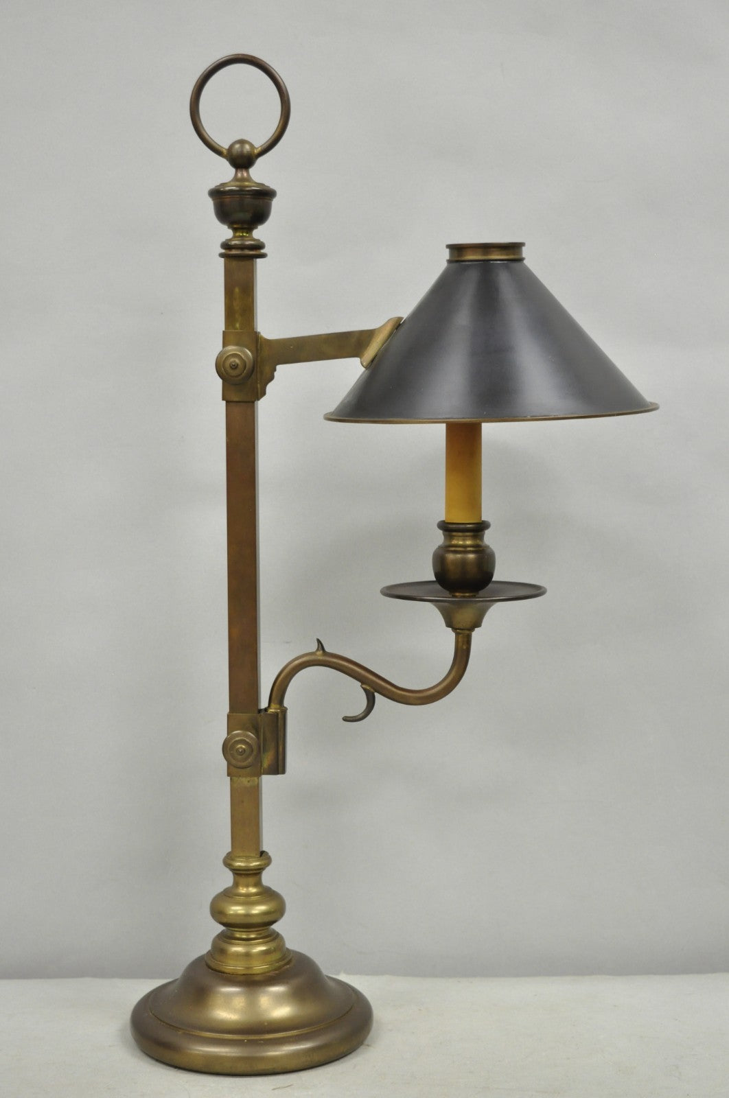 Vintage Chapman French Country Patinated Brass Branch Candlestick Desk Lamp