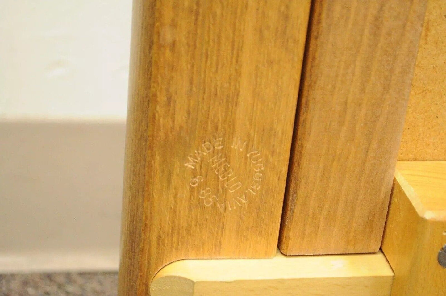 Vintage Meblo Trestle Extension Dining Room Kitchen Table Maple & Oak Parquetry