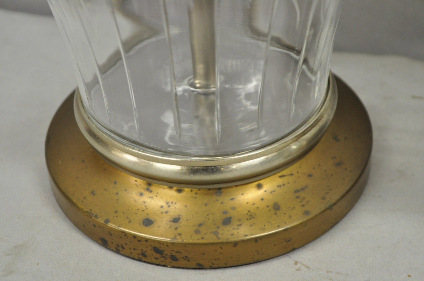 Vintage Bombay Co. Cut Crystal Glass Jardiniere & Brass Table Lamps - a Pair