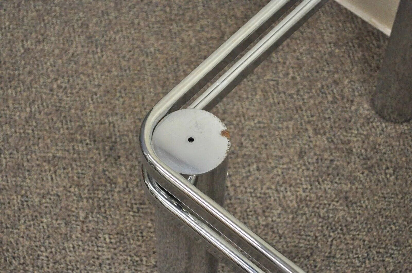 Mid Century Modern Baughman Style Tubular Chrome Glass Mirror Accent Side Table