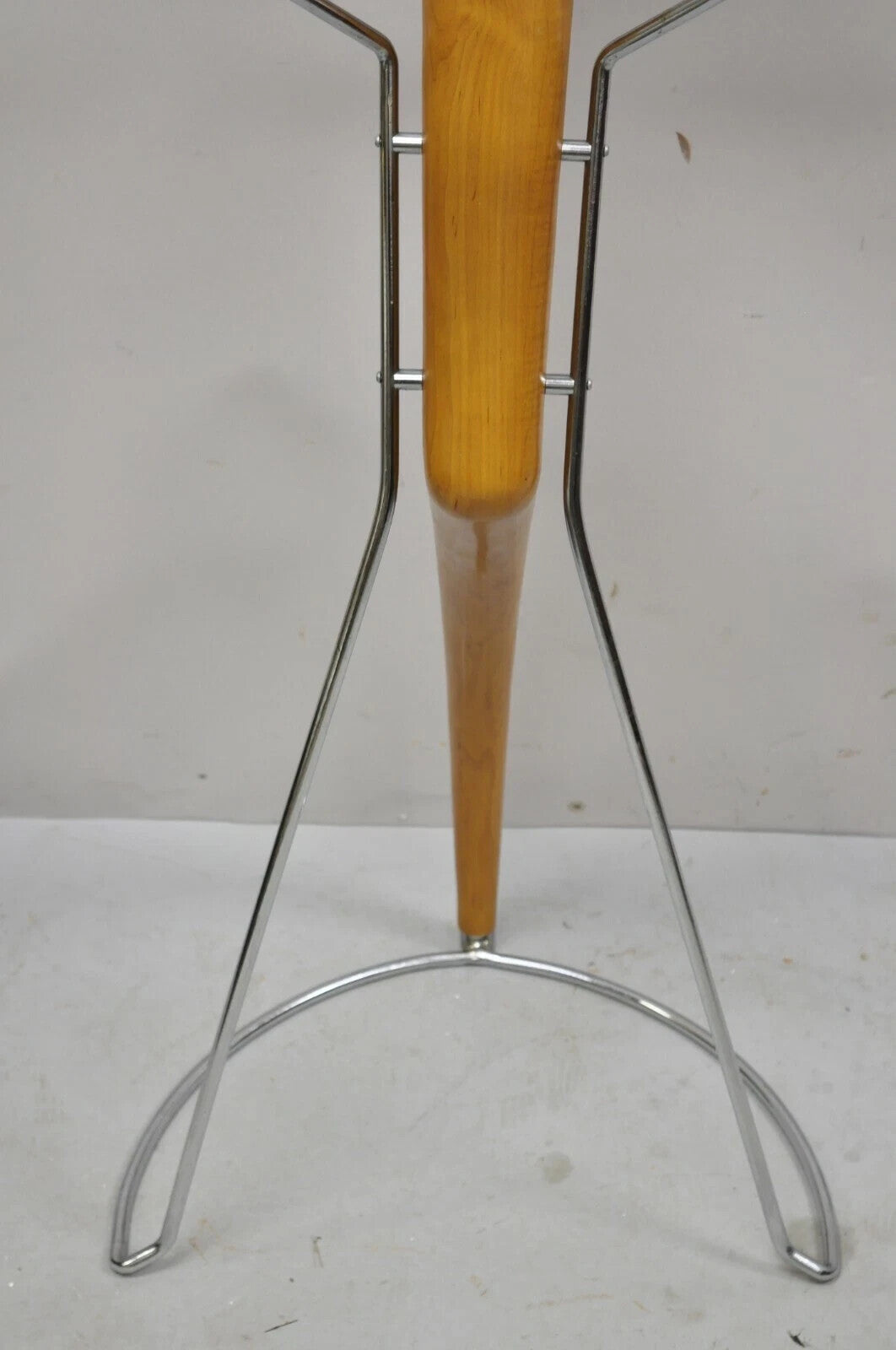 Porada Italian Post Modern Sculpted Walnut Wood and Chrome Clothing Suit Valet