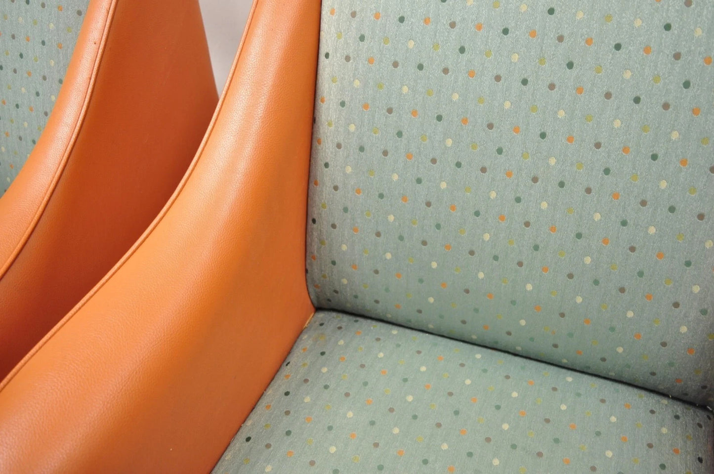 Postmodern Orange Green Lounge Chairs by Global Upholstery Company Ltd - a Pair