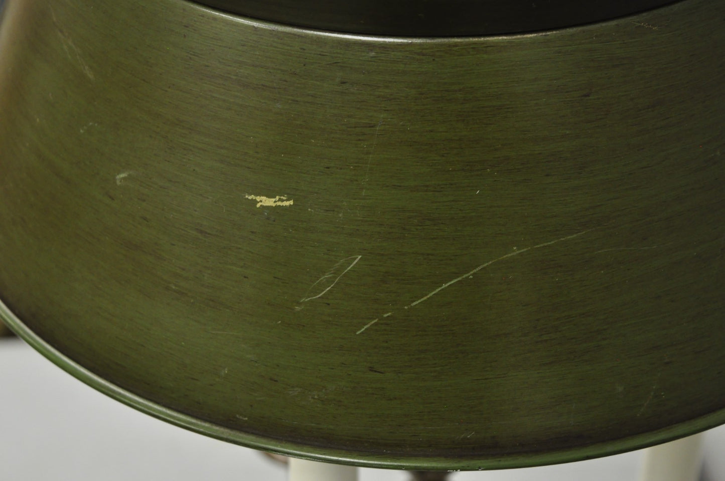 Frederick Cooper Brass Bouillotte Trumpet Arm Table Lamp w/ Green Tole Shade