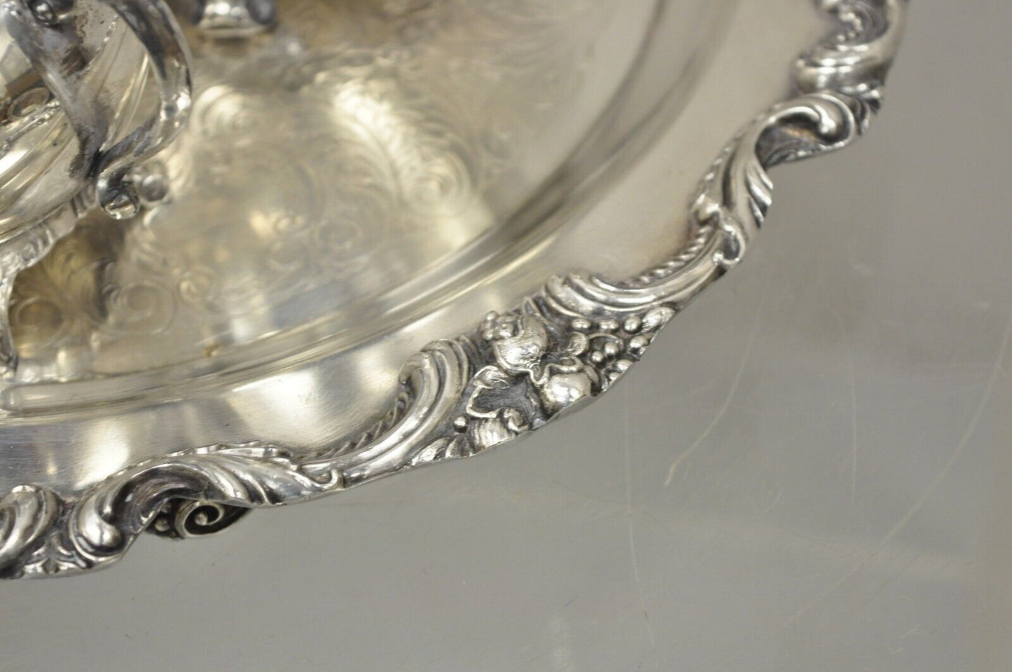 Vintage Silver Plate FB Rogers Tea Set Amston Round Serving Tray Platter