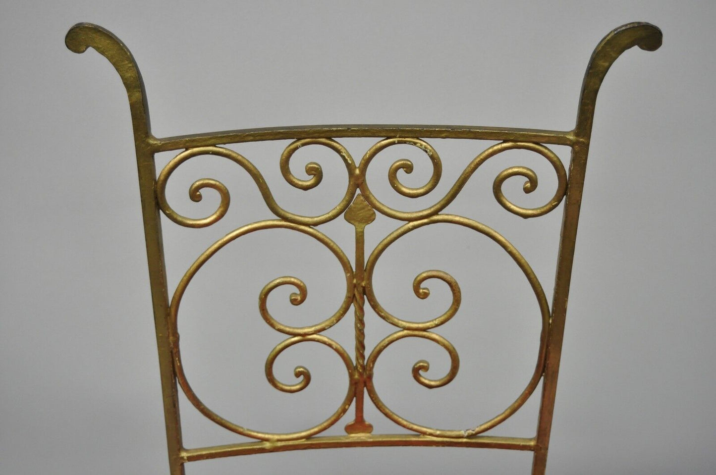 Antique Italian or Spanish Hollywood Regency Gold Iron Gothic Small Side Chair