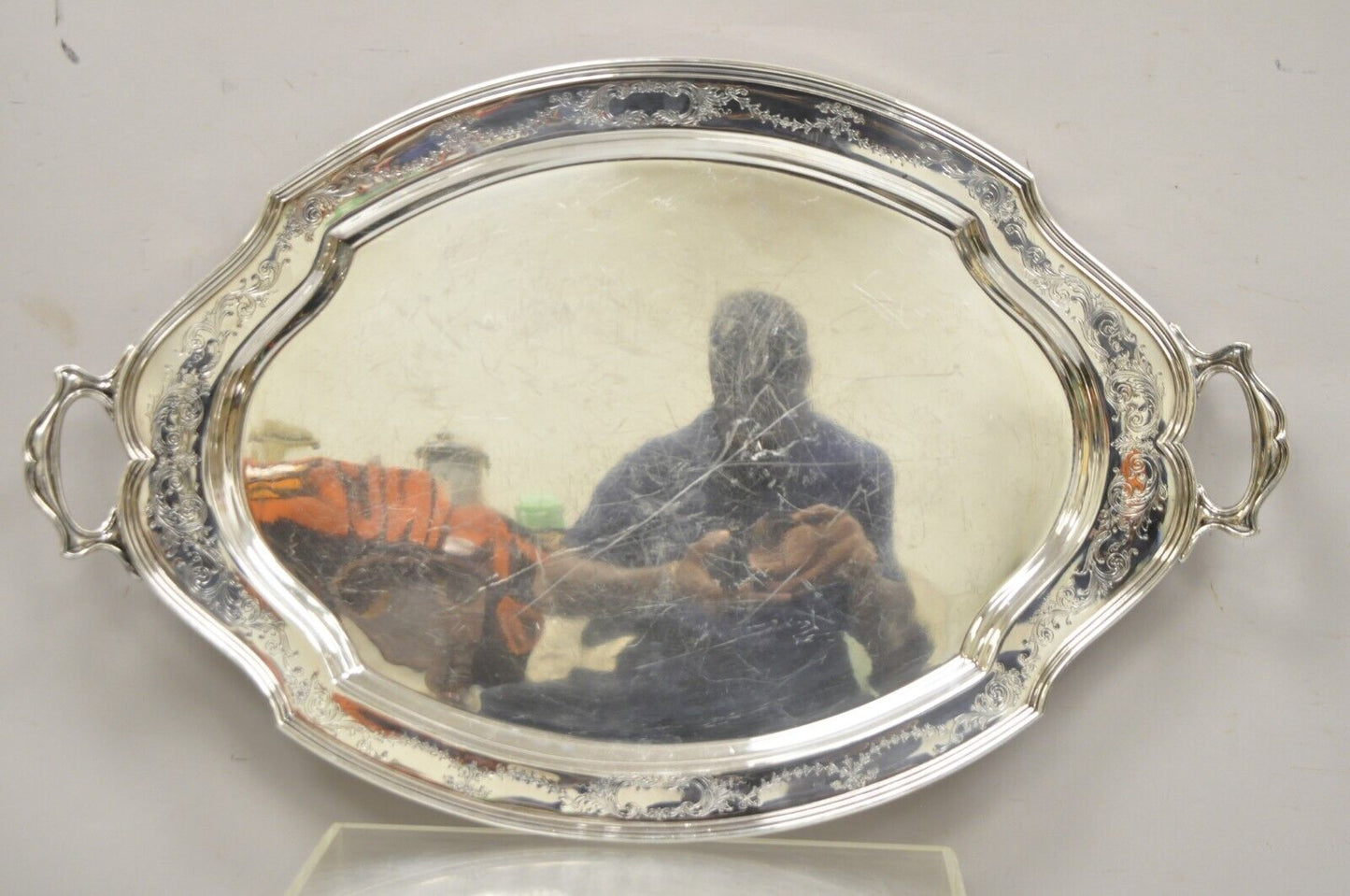 Antique Victorian Reed & Barton Large Oval 31.5” Serving Platter Tray