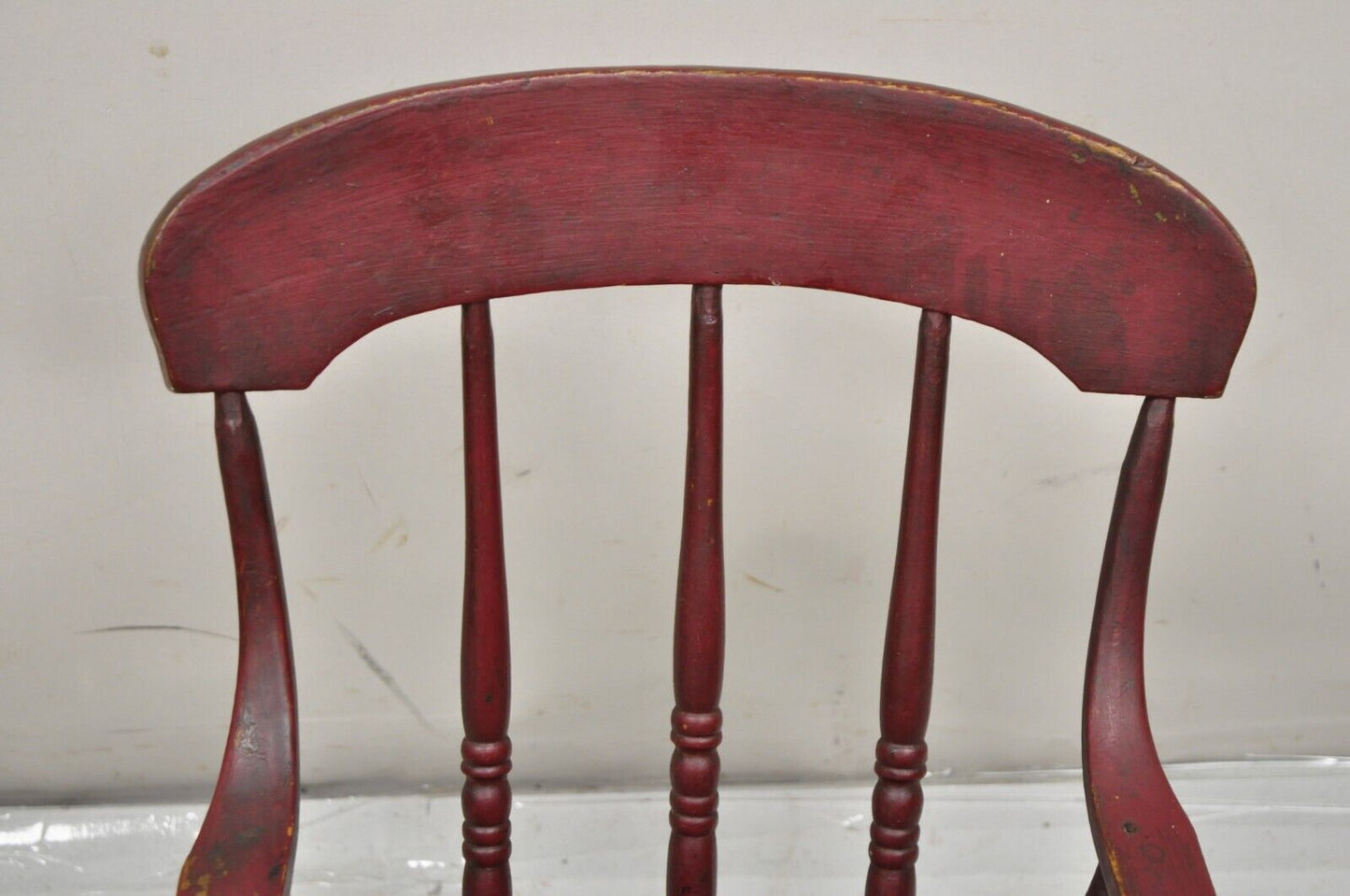 Antique American Primitive Spindle Back Small Child's Rocker Rocking Chair