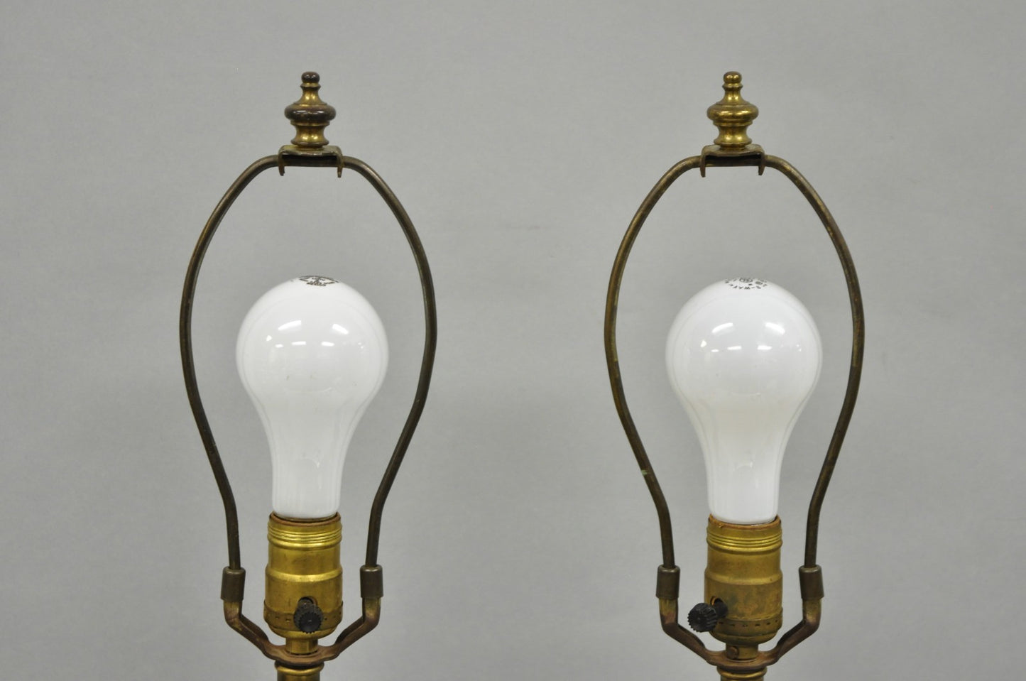 Vintage Italian Neoclassical Empire Iridescent Blue Glass Column Table Lamp Pair