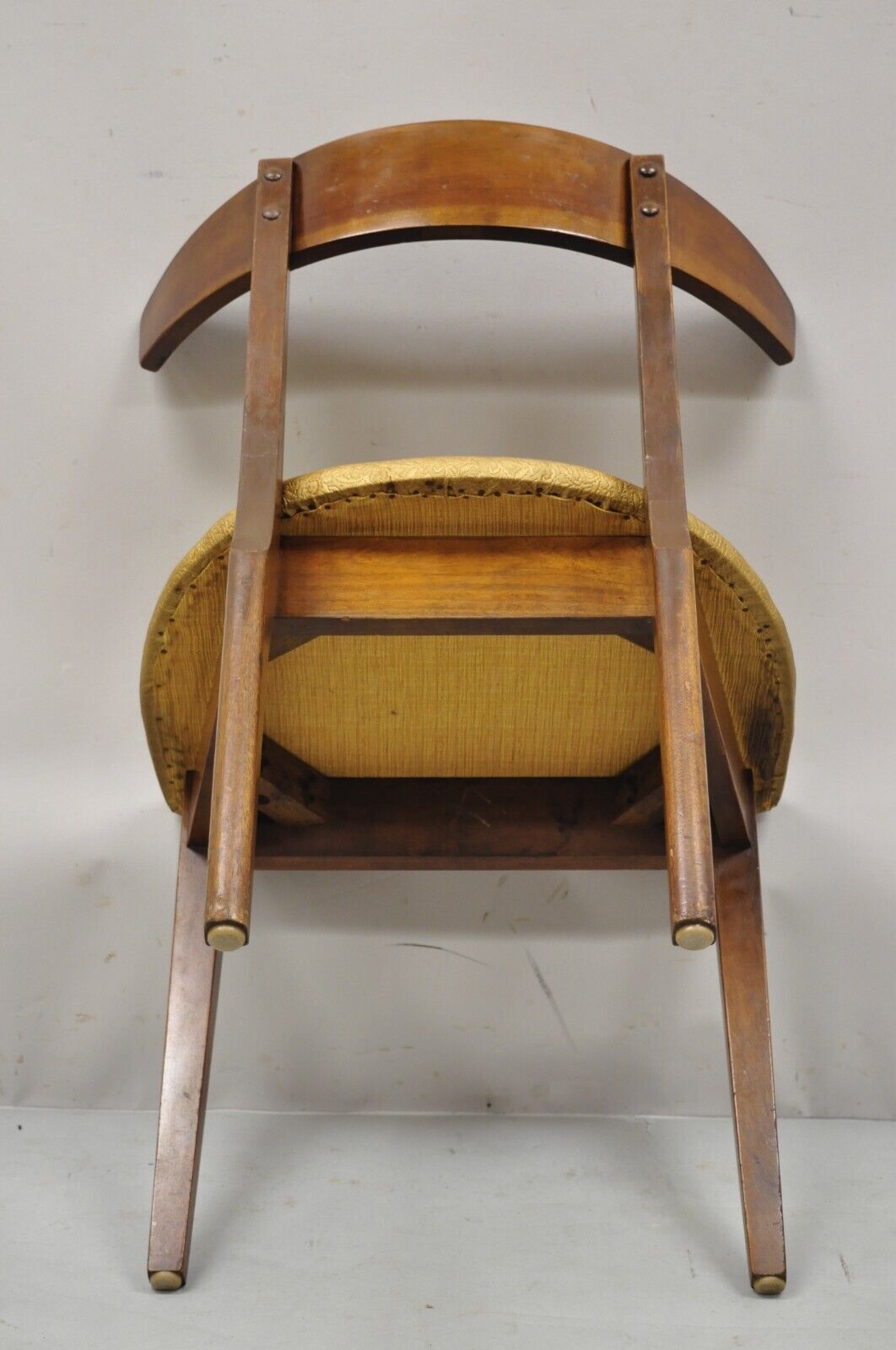 Mid Century Modern Cherry Wood Curved Back Hoof Leg Dining Side Chair