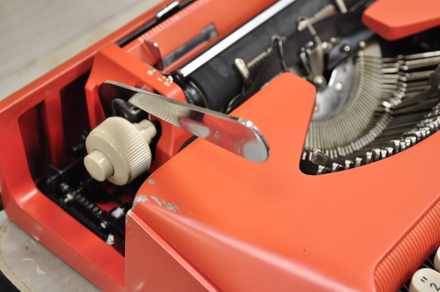 Vintage Royal Holland Parade Coral Red Mid Century Modern Typewriter in Case