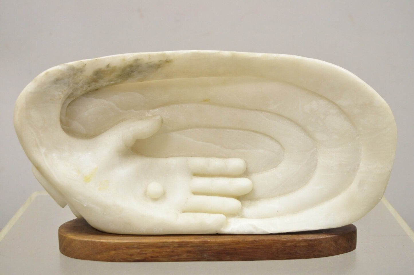 Vintage Bud Miller 1989 Native American Carved Alabaster Double Sided Sculpture