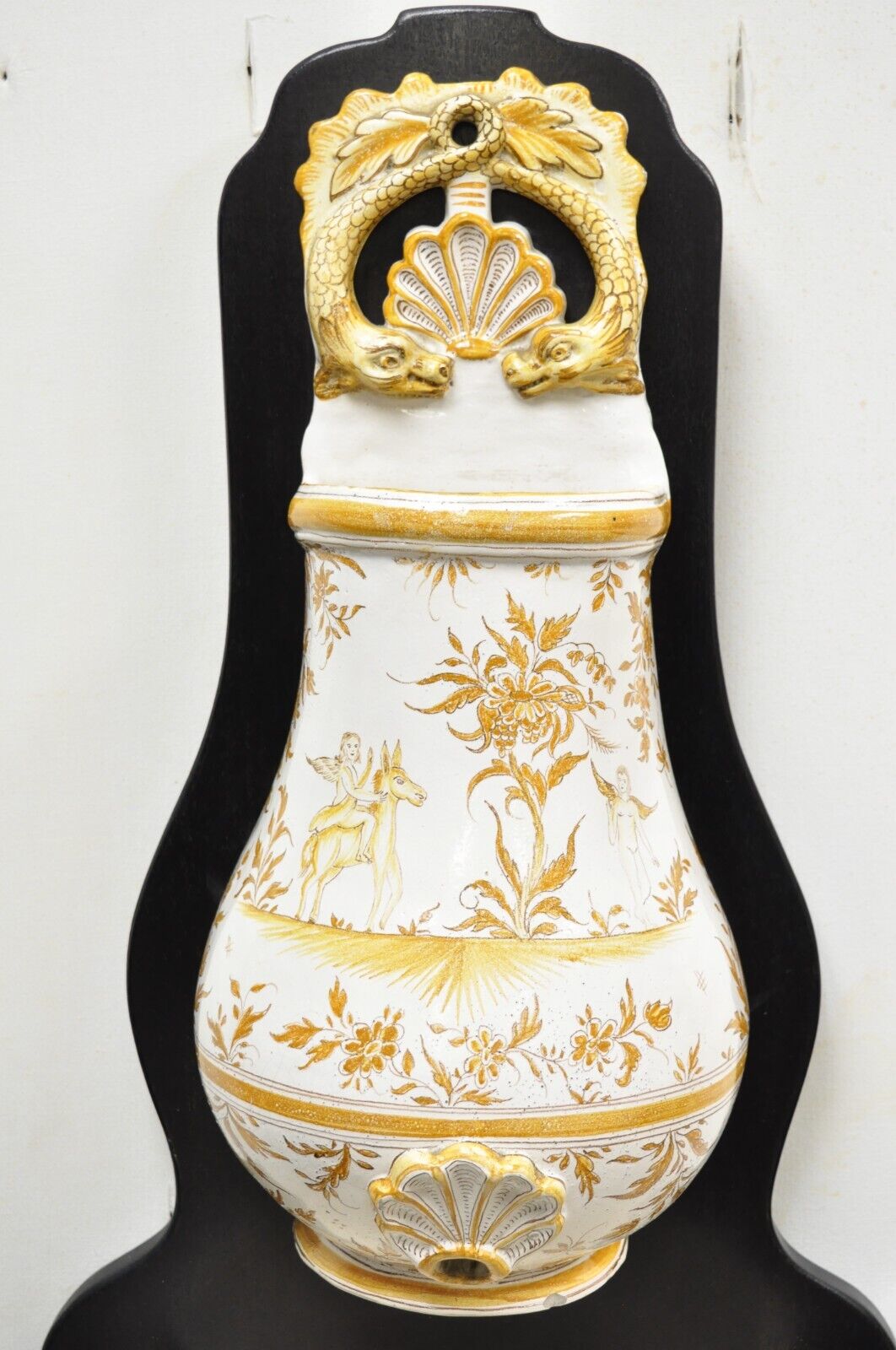 Vintage French Country Lavabo Italian Porcelain Painted Wall Washbasin Sink