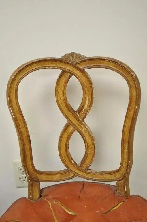 French Provincial Rococo Pretzel Back Hollywood Regency Dining Chairs - Set of 6