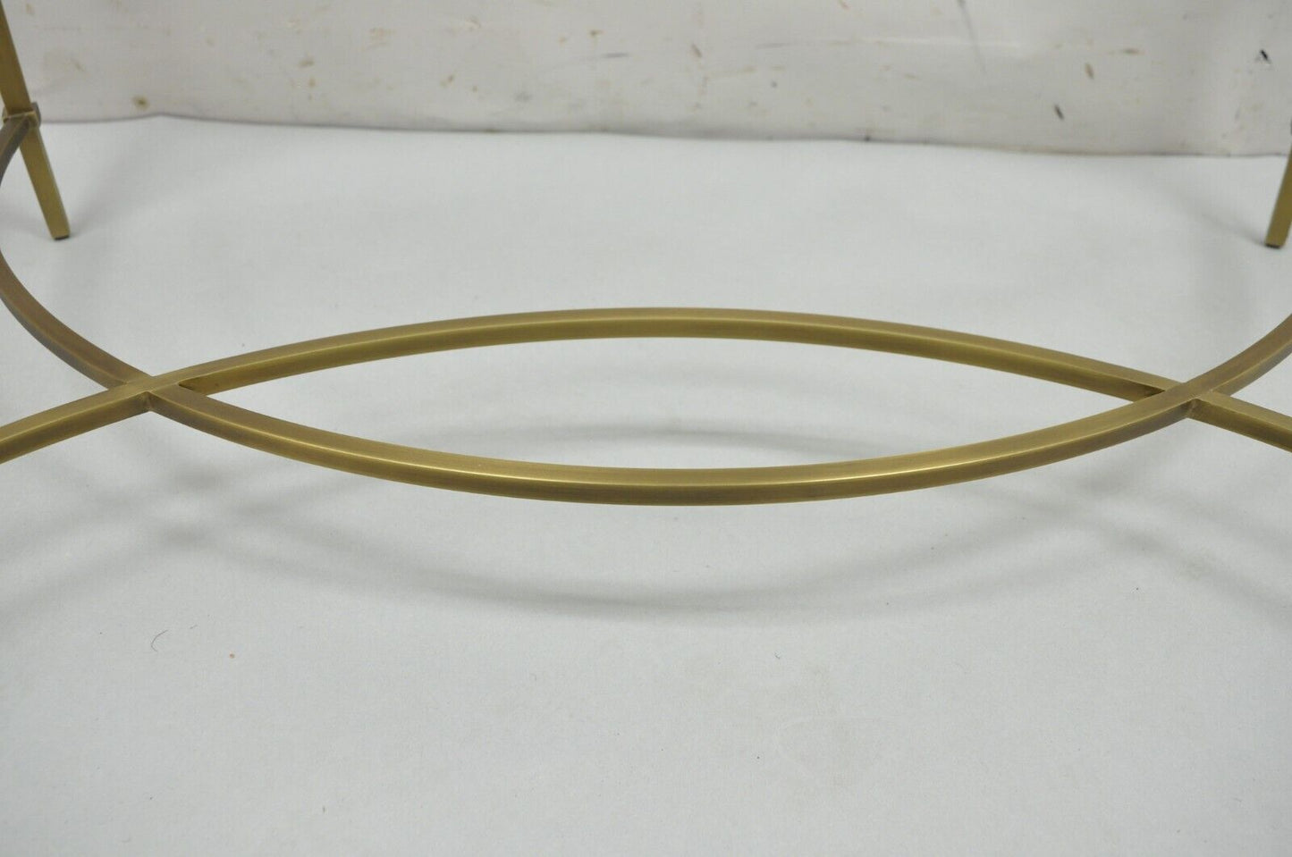 Thomas Pheasant for Baker Modern Oval Glass Top Brass Cocktail Coffee Table