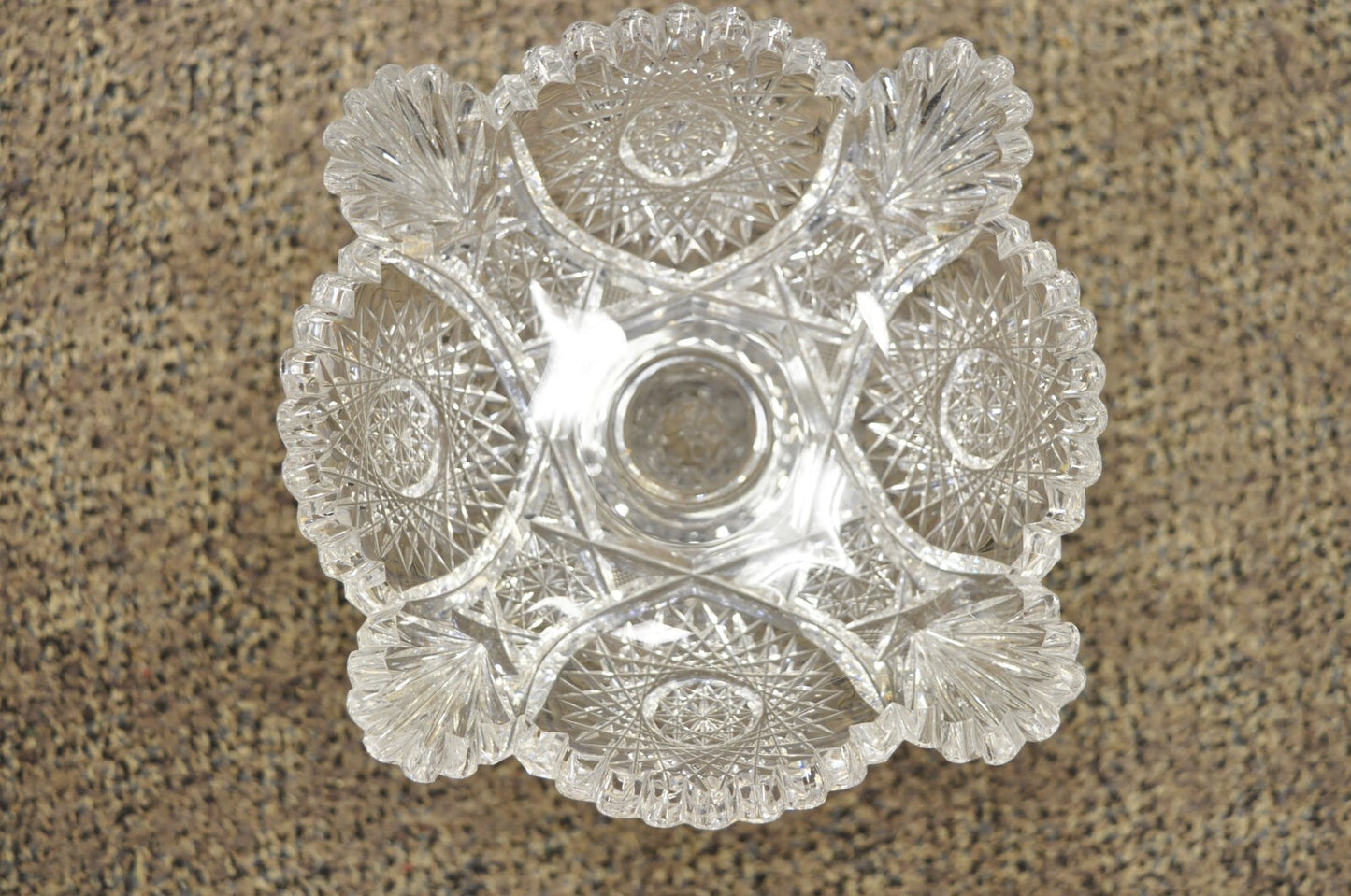 Antique Brilliant Cut Crystal Glass Candy Compote Pedestal Nut Dish - a Pair