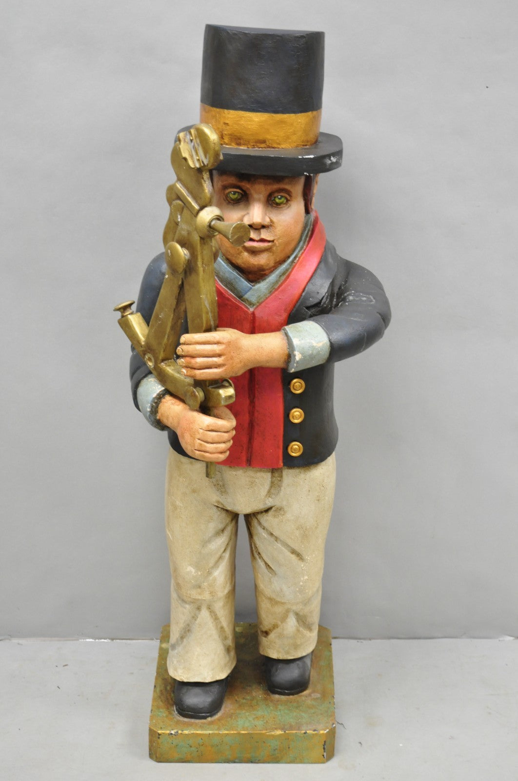 52" Tall Maritime Nautical Folk Art Carved Wood "Little Navigator" Statue Figure