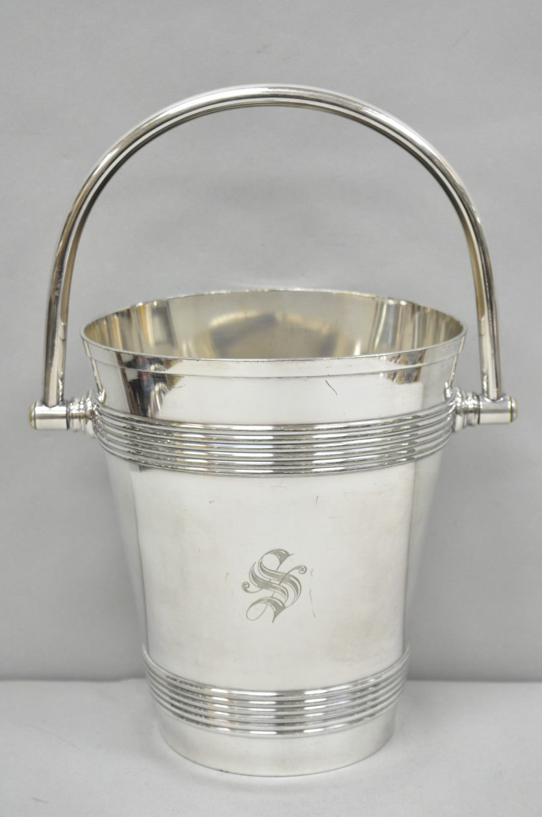International Wilcox English Regency Silver Plated Champagne Ice Bucket "S" Mono