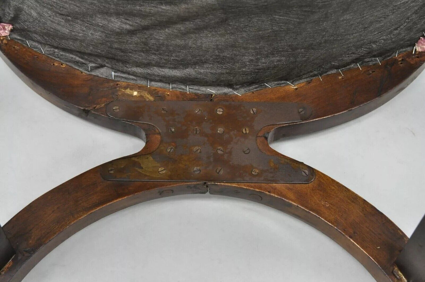 Antique Italian Renaissance Carved Walnut Northwind Face Curule Side Chair