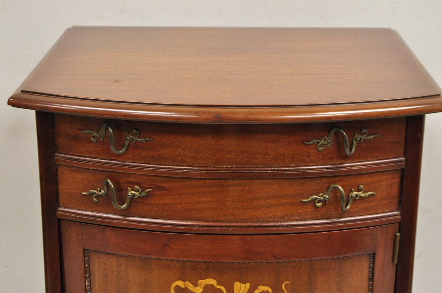 Antique Victorian Mahogany Lift Top Inlaid Nightstand Sewing Stand Side Table