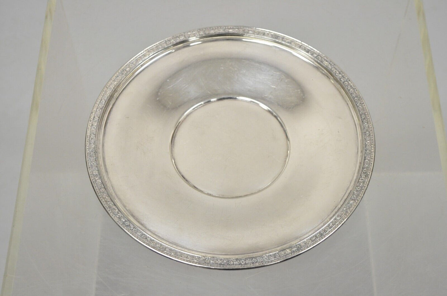 Antique Victorian W B MFG Co Round Silver Plated Serving Plate Dish Platter