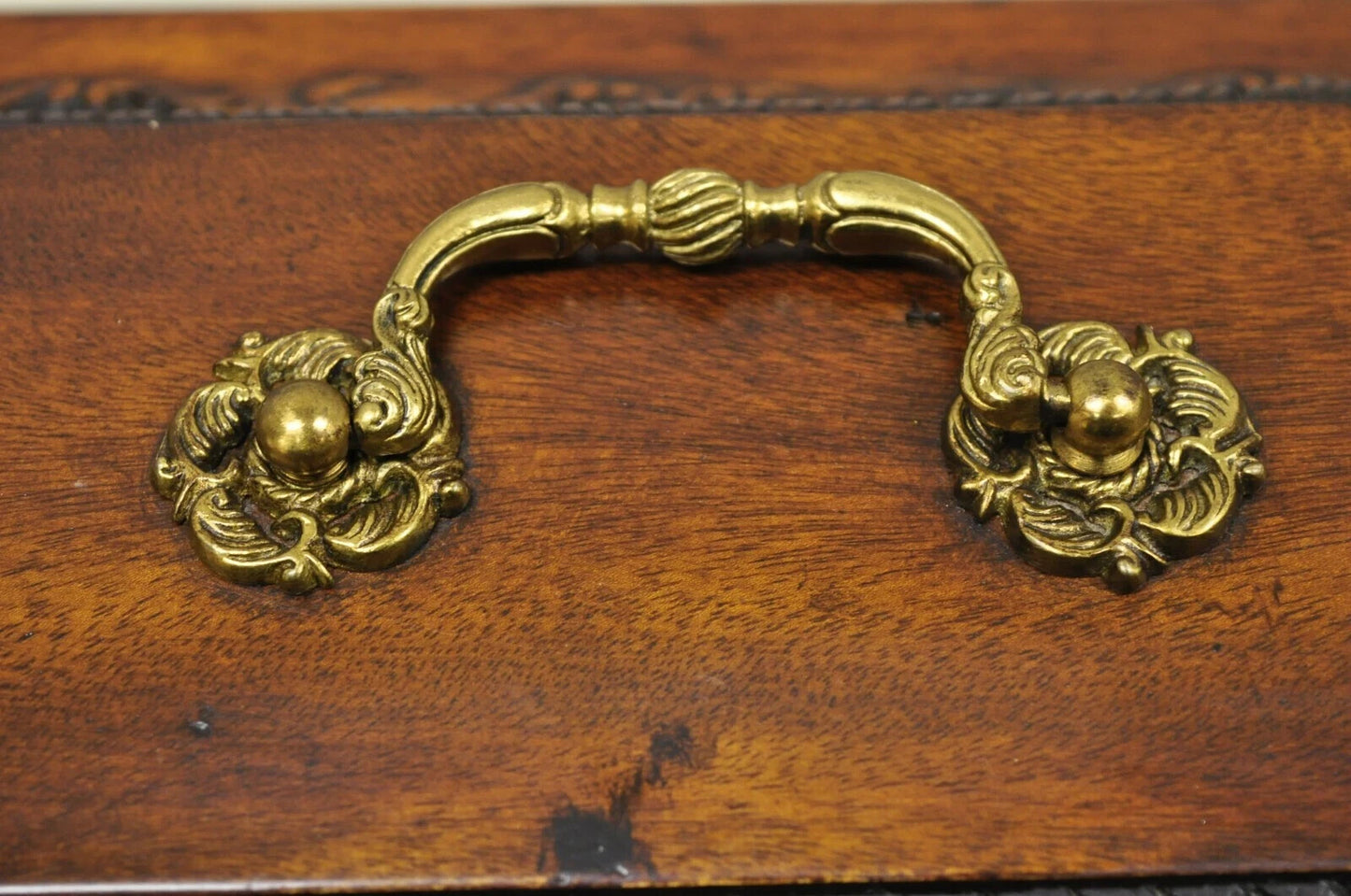 French Empire Rococo Style Carved Mahogany Paw Foot Jewelry Vanity Trinket Box