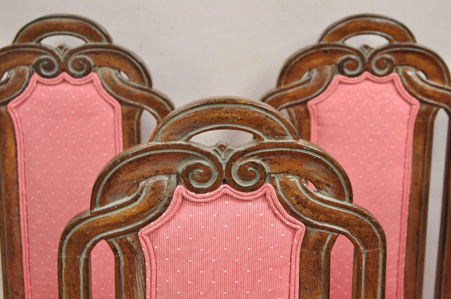 Vintage Italian Hollywood Regency Pretzel Back Walnut Dining Chairs - Set of 6