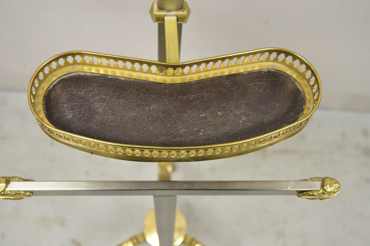 Vintage Italian Brass and Brushed Steel Rams Head & Hoof Clothing Valet