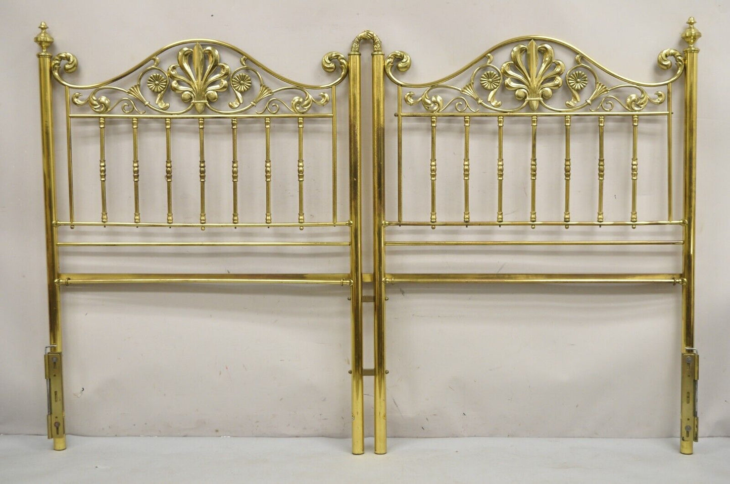 Vintage Victorian Style Brass Scrolling "Shaking Hands" King Size Bed Headboard