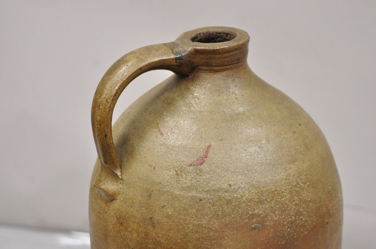Antique Stoneware Pottery 2 Gallon Water Jug Pitcher Blue Paint Decorated "2"