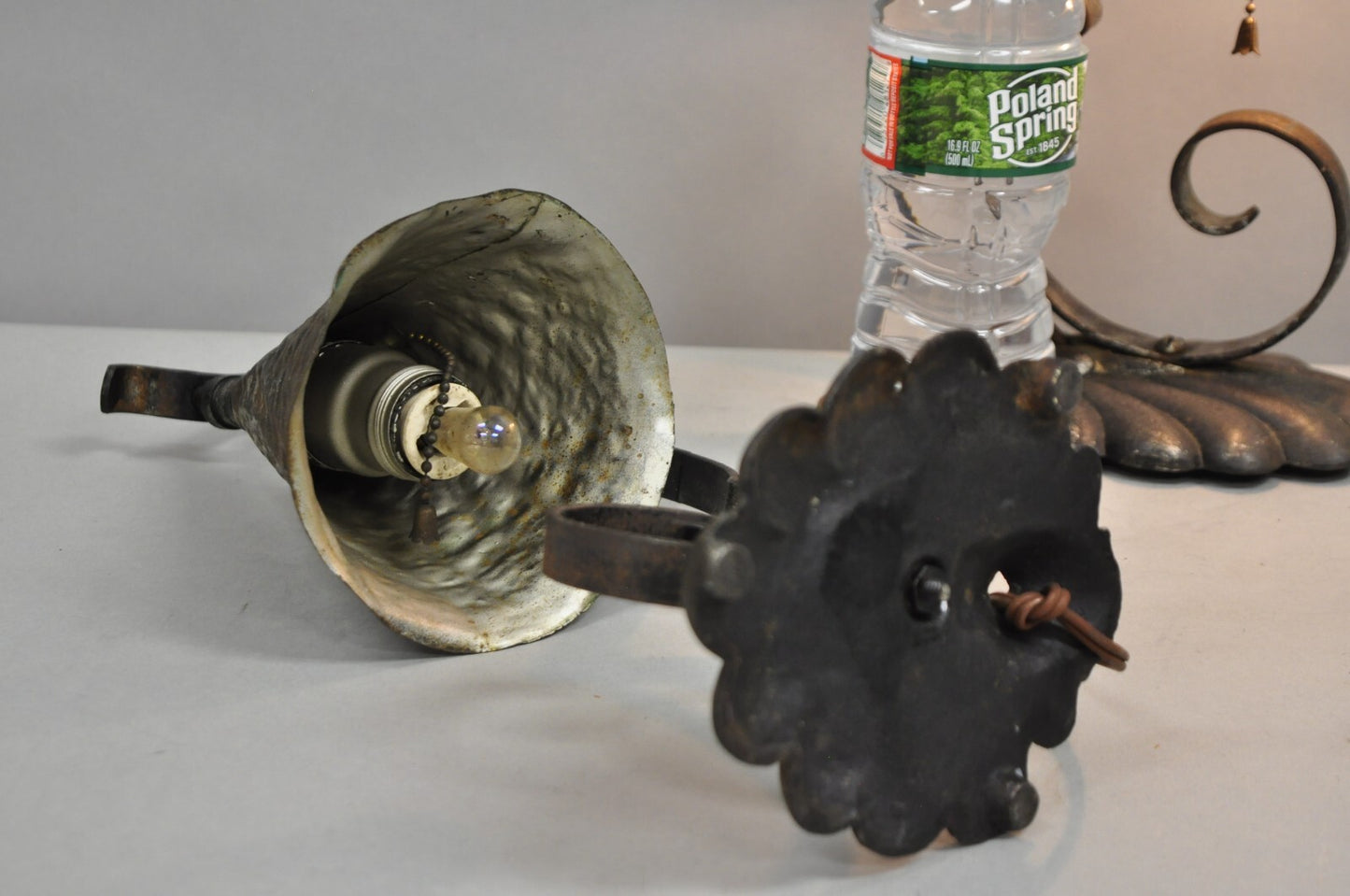Antique Arts & Crafts Hand Hammered Metal Small Lantern Table Lamps - a Pair