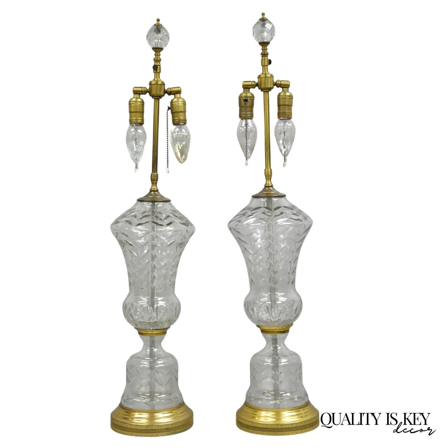 Vintage French Neoclassical Style Glass Urn Table Lamps Attr. Marbro - a Pair